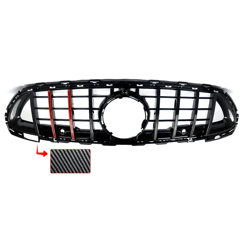 Calandre Panamericana Mercedes Classe C W206 2021-2023 Noir Brillant Barres Rouges Look Carbone