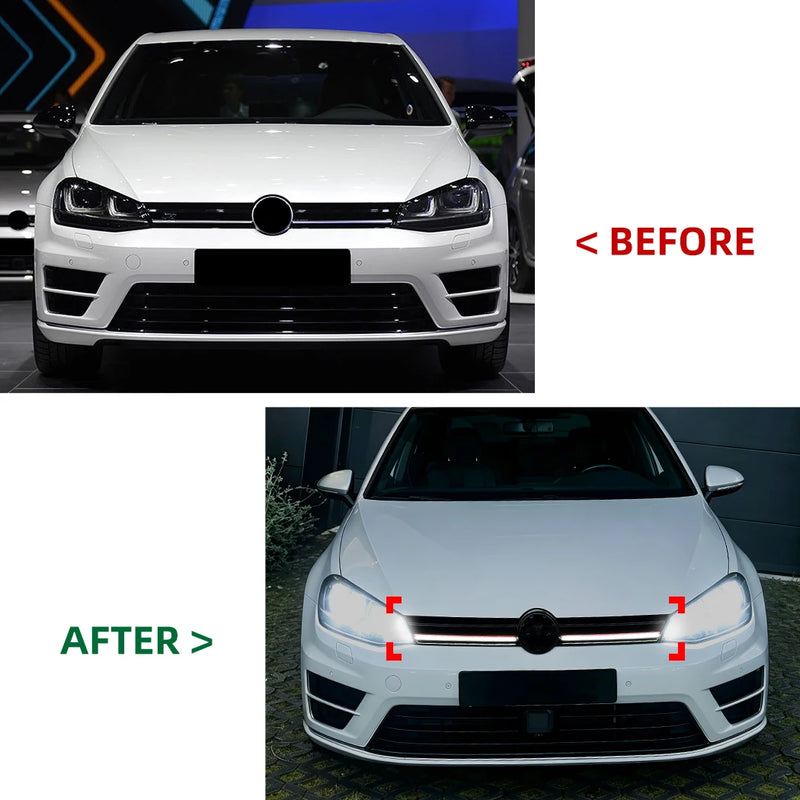 Calandre LED Volkswagen Golf 7 2013-2016 Noir Brillant Liseré Rouge
