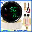 Jauge 52 mm Température et Pression d'Huile LED 2 en 1