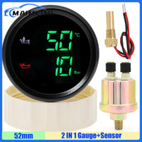 Jauge 52 mm Température et Pression d'Huile LED 2 en 1