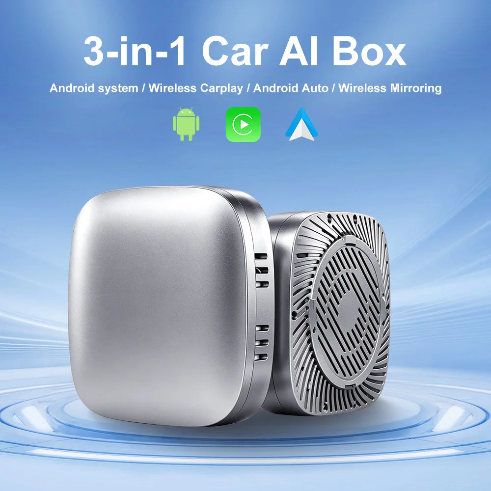 Boîtier CarPlay AI Box Android 13 Sans Fil 2 Go RAM Gris ou Noir