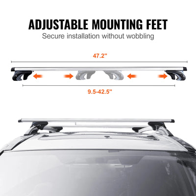 Barres de Toit VEVOR Aluminium Verrouillables Rails Latéraux