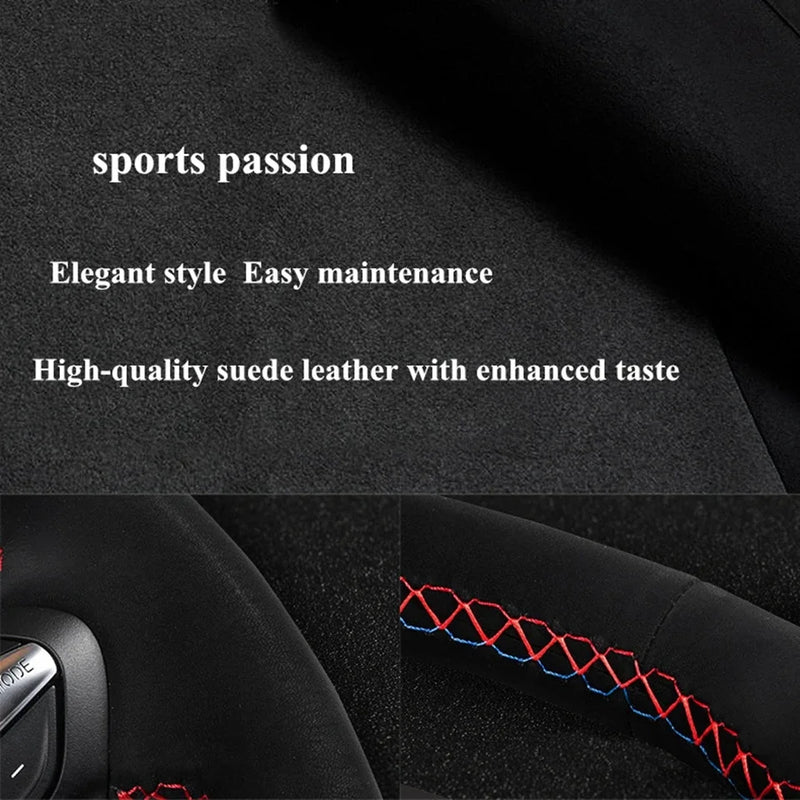 Couvre Volant Ford Mustang et Mustang GT 2015-2019, Cuir Véritable et Daim, à Coudre, 9 Styles