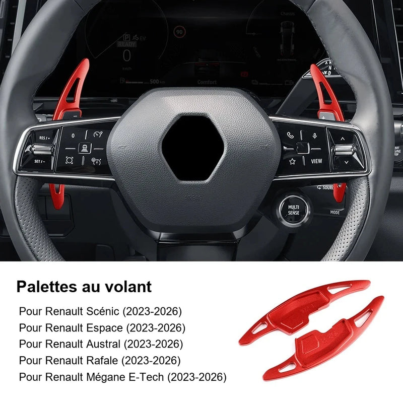 Palettes au Volant Renault Austral Espace Scénic Rafale Mégane E-Tech Aluminium Effilées