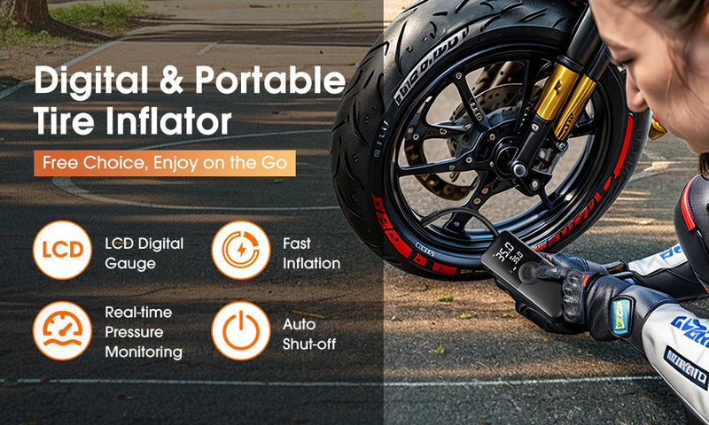 Gonfleur de Pneus Électrique Portable Carsun Rechargeable avec Écran Numérique pour Voiture, Vélo et Ballon