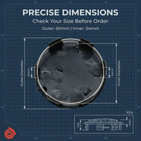 Cache-Moyeux Peugeot 60 mm Premium, Lot de 4, Argent ou Noir, 206, 207, 208, 307, 308, 408, 508, 2008, 3008, RCZ