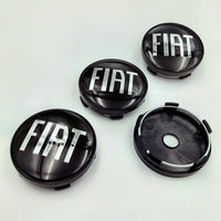 Cache-Moyeux Fiat 60mm Emblème Argent et Noir — vue de trois quarts