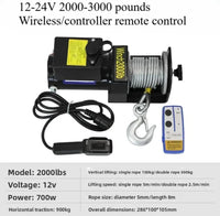 Elektrische Seilwinde 2000 3000 lbs Kabellos 12V 24V