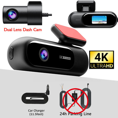 Dashcam 4 Canaux 4K WiFi Avant Arrière Intérieur