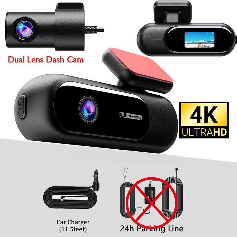 Dashcam 4 Canaux 4K WiFi Avant Arrière Intérieur