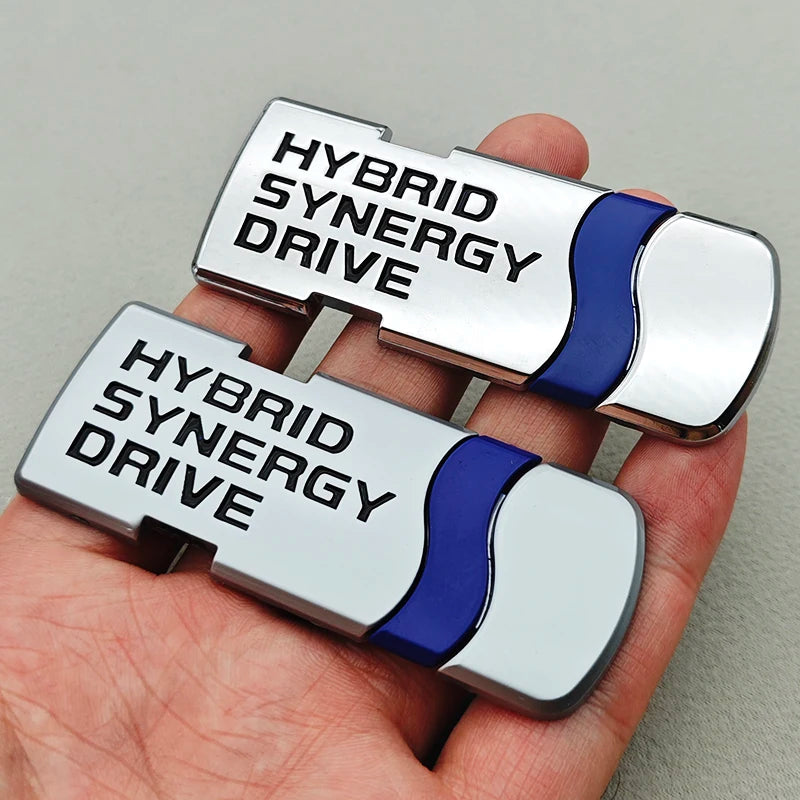 Emblème Hybrid Synergy Drive Métal 3D Toyota Corolla Yaris Auris RAV4 C-HR Noir Chrome Argent Or
