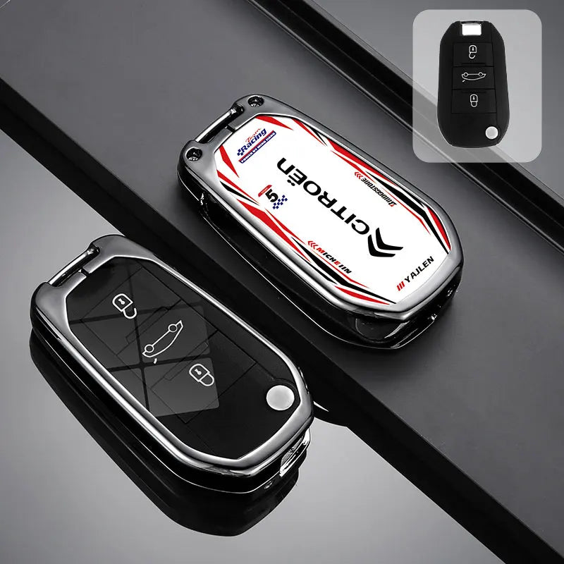 Étui de Protection Clé Citroën C3 C4 C5 Berlingo Picasso Alliage de Zinc Blanc ou Noir