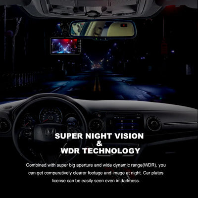 Dashcam E-ACE 1080P Avant et Arrière Écran Tactile 4 Pouces