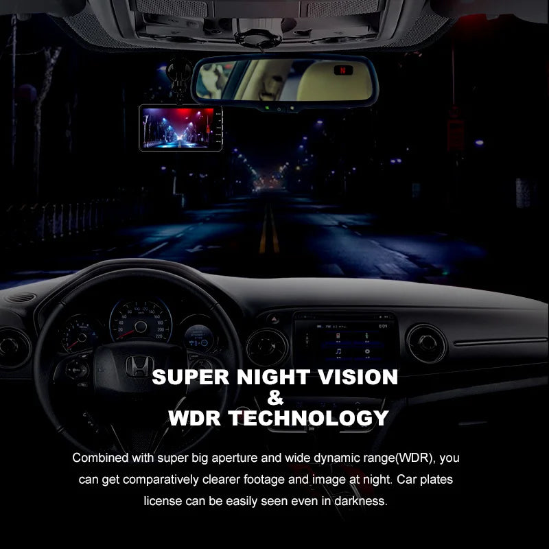E-ACE 1080P Front and Rear Dashcam 4-Inch Touchscreen