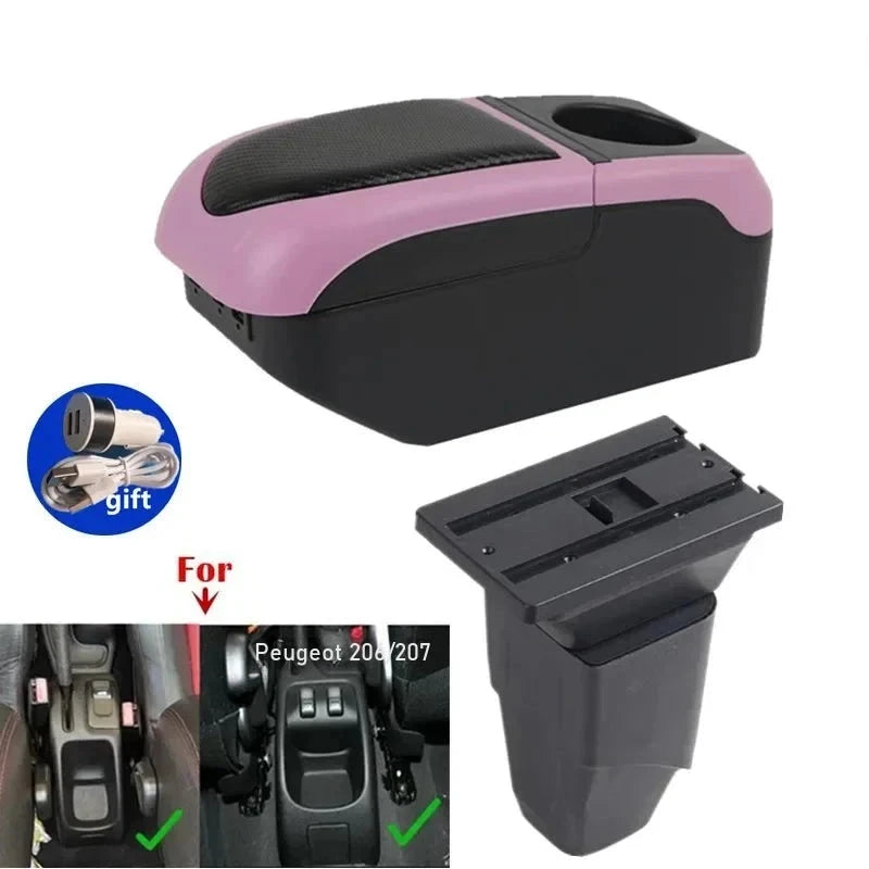 Mittelarmlehne Peugeot 206 und 206 CC mit USB-Ladegerät — Befestigungsdetail