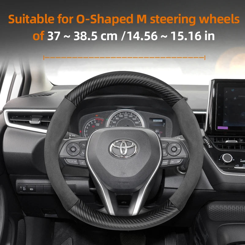 Couvre Volant Toyota Yaris, Corolla, C-HR, RAV4, Hilux, Aygo en Daim et Carbone, Tailles S, M et L