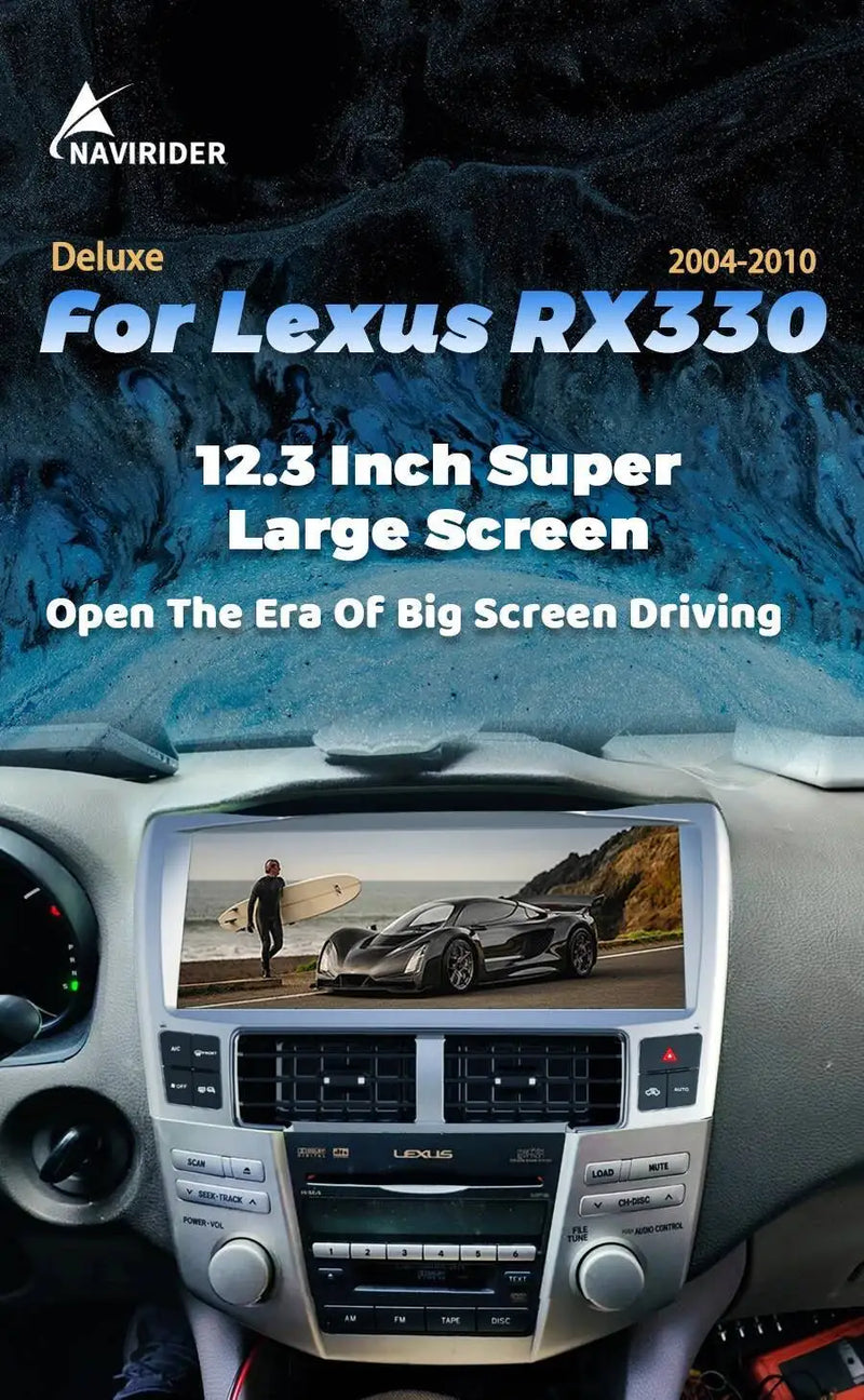Autoradio Android 14 Écran 12,3 Pouces Lexus RX 300 330 350 400h 2004-2007 CarPlay GPS 4G
