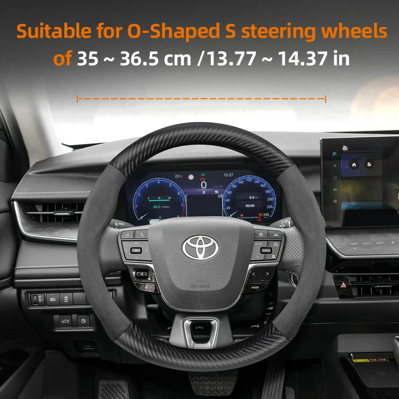 Couvre Volant Toyota Yaris, Corolla, C-HR, RAV4, Hilux, Aygo en Daim et Carbone, Tailles S, M et L