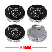 Cache-Moyeux Peugeot 60 mm, Lot de 4, Six Modèles Noir, Argent ou Gris, 106 à 508, 2008, 3008, 5008