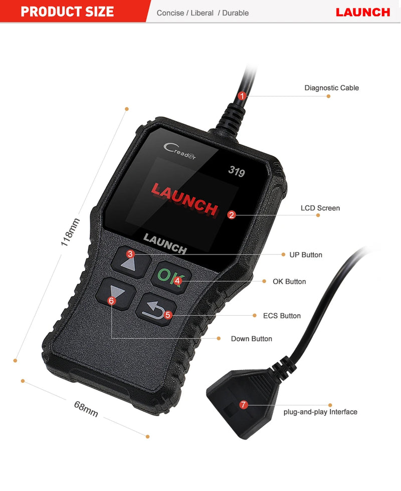 OBD2-Codeleser Launch Creader CR319 Motorkontrollleuchte