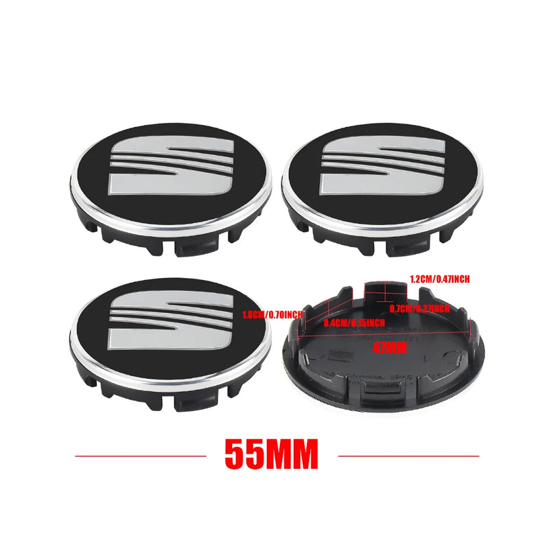 Cache-Moyeux Seat Leon Ibiza Ateca Cupra 55mm 63mm — vue de face