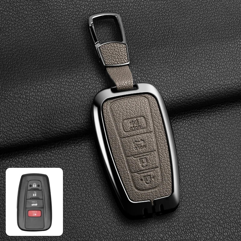 Étui de Protection Clé Toyota C-HR RAV4 Corolla Prius Camry Alliage de Zinc et Cuir