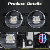 Antibrouillards LED Ronds Universels Étanches 12V la Paire