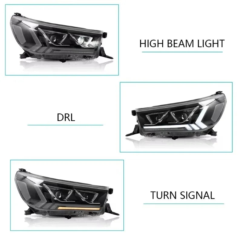 Phares LED Toyota Hilux Revo Rocco AN120 2015-2020 Clignotants Séquentiels Feux de Jour
