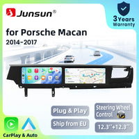 Autoradio Double Écran 12,3 + 12,3 Pouces Porsche Macan 2014-2017 Android CarPlay Sans Fil GPS