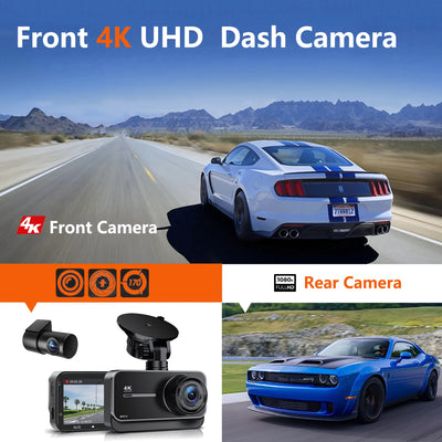 Dashcam G900 4K Avant Arrière Wi-Fi Ventouse