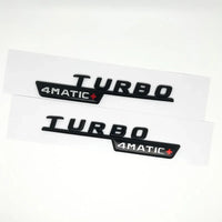 Emblèmes Turbo 4Matic Mercedes d'Aile, Paire A45, CLA45, GLA45, GLE53, Noir Brillant ou Chrome