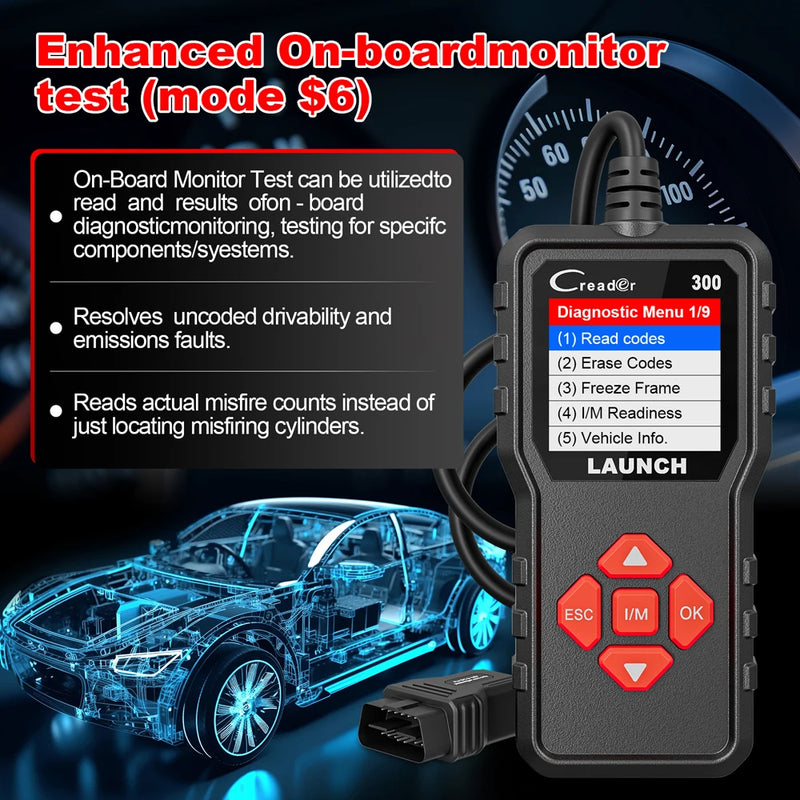 LAUNCH Creader CR300 OBD2 Code Reader with Battery Test