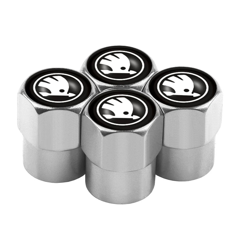 Bouchons de Valve Skoda Octavia Fabia Yeti VRS Aluminium — gros plan