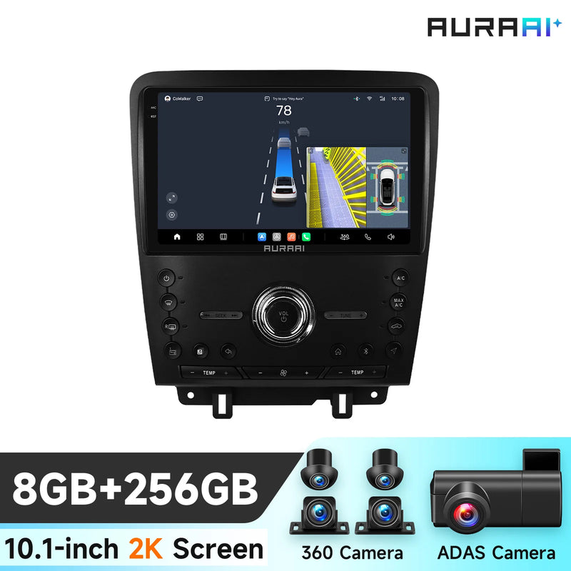 Autoradio Android Ford Mustang 2010-2014 Écran 2K CarPlay Sans Fil Caméra ADAS 360 GPS