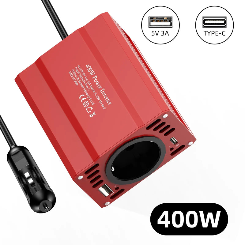 Convertisseur 12V 220V Voiture Allume-Cigare 400 W 500 W USB