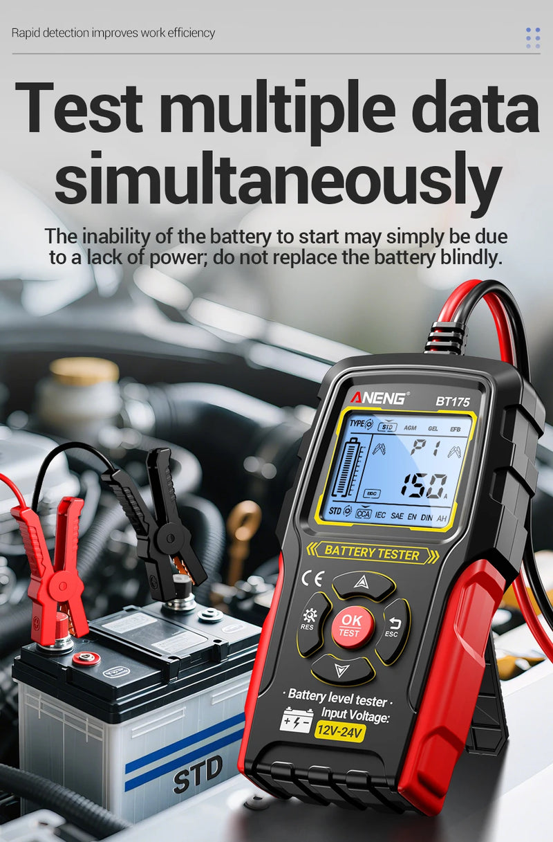ANENG BT175 12V 24V Car Battery Tester 50-1999 CCA