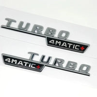 Emblèmes Turbo 4Matic Mercedes d'Aile, Paire A45, CLA45, GLA45, GLE53, Noir Brillant ou Chrome