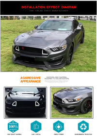 Calandre Ford Mustang 2015-2017 Nid d'Abeille Noir Mat Éclairage LED Style Course