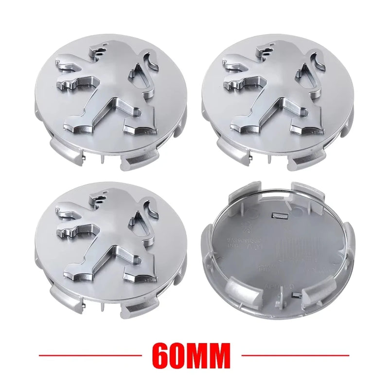 Cache-Moyeux Peugeot 60 mm Lion 2021 ou Classique Lot de 4