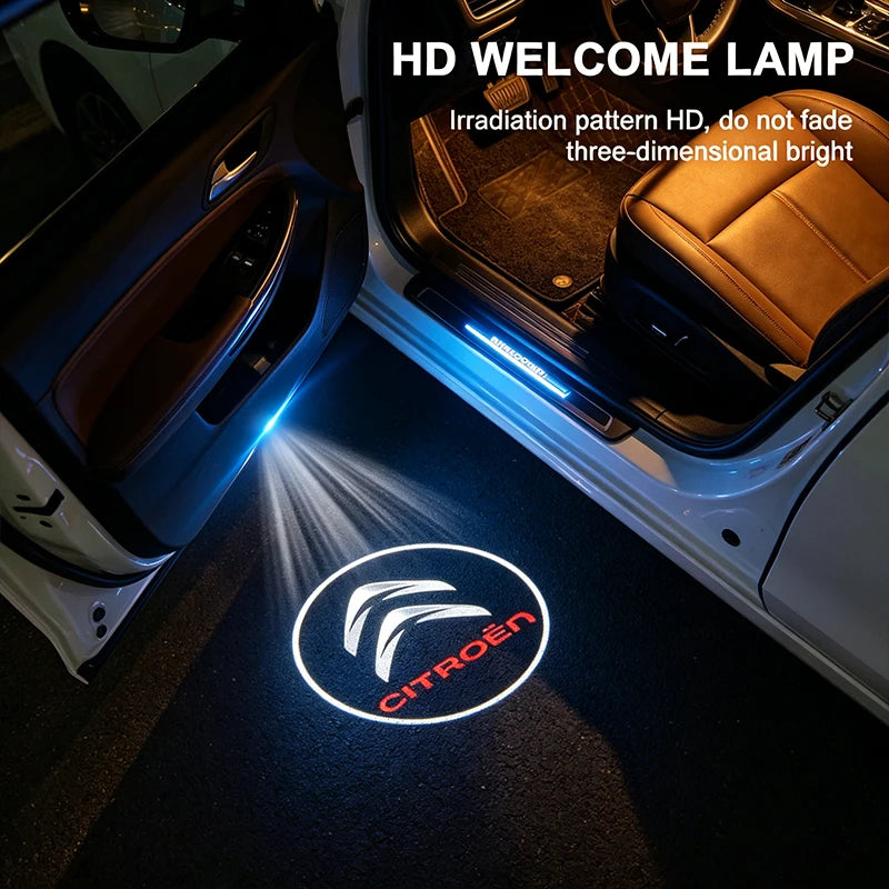 Projecteur Porte Citroën, Lot de 2, Plug and Play, Lentille Verre HD, C3 C4 C5 C6 Picasso Cactus DS3