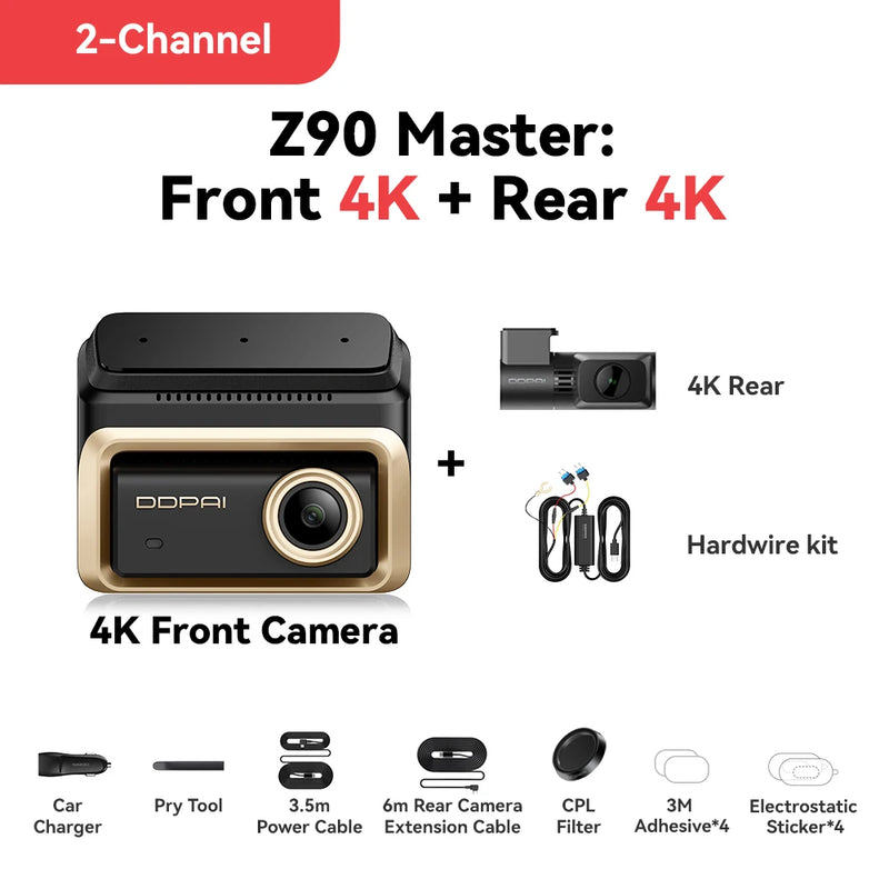 Dashcam DDPAI Z90 Master 4K Vorne Hinten HDR