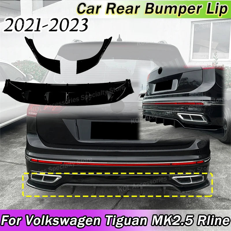 Diffuseur de Pare-Chocs Arrière Volkswagen Tiguan MK2.5 R-Line 2021-2023 Noir Brillant ou Aspect Carbone