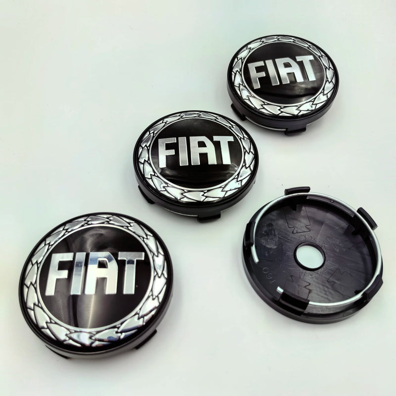 Cache-Moyeux Fiat 60mm Emblème Argent et Noir — exemple de montage