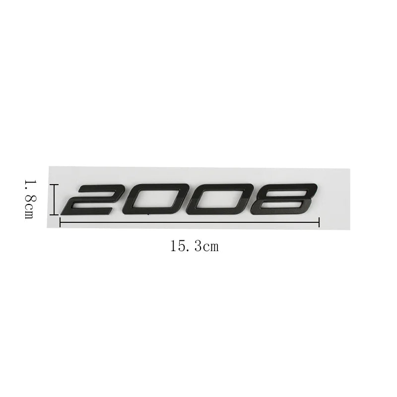 Logo Peugeot 2008, 3008, 4008 et 5008 en ABS 3D, Emblème Chiffres de Coffre 2023-2025, Noir Brillant, Gris Foncé ou Chrome