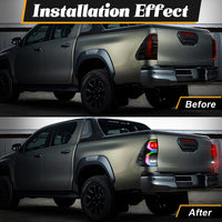 Feux Arrière LED RGB Toyota Hilux 2015-2024 Commandés par Application, Paire Gauche et Droite