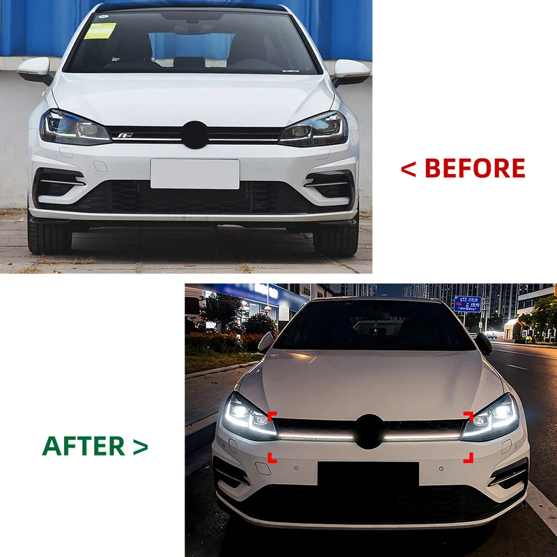 Calandre LED Volkswagen Golf 7.5 GTI 2017-2019 Nid d'Abeille Noir Brillant