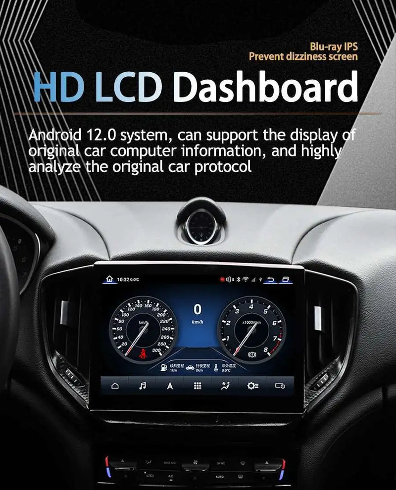 Autoradio Android 14 Maserati Ghibli 2014-2020 Écran 10,1 pouces CarPlay GPS Navigation