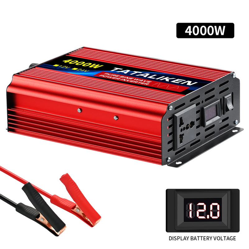 Convertisseur 12V 220V Voiture Pur Sinus 1000 à 6000 W Onduleur 12 V 24 V