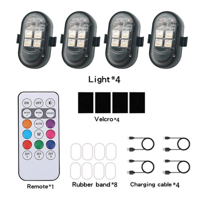 Éclairage d'Ambiance LED Sans Fil Rechargeable Voiture RGB