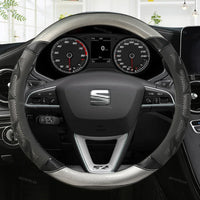 Couvre Volant Seat Leon FR, Ibiza, Arona, Ateca, Tarraco en Cuir Microfibre et Carbone 38 cm